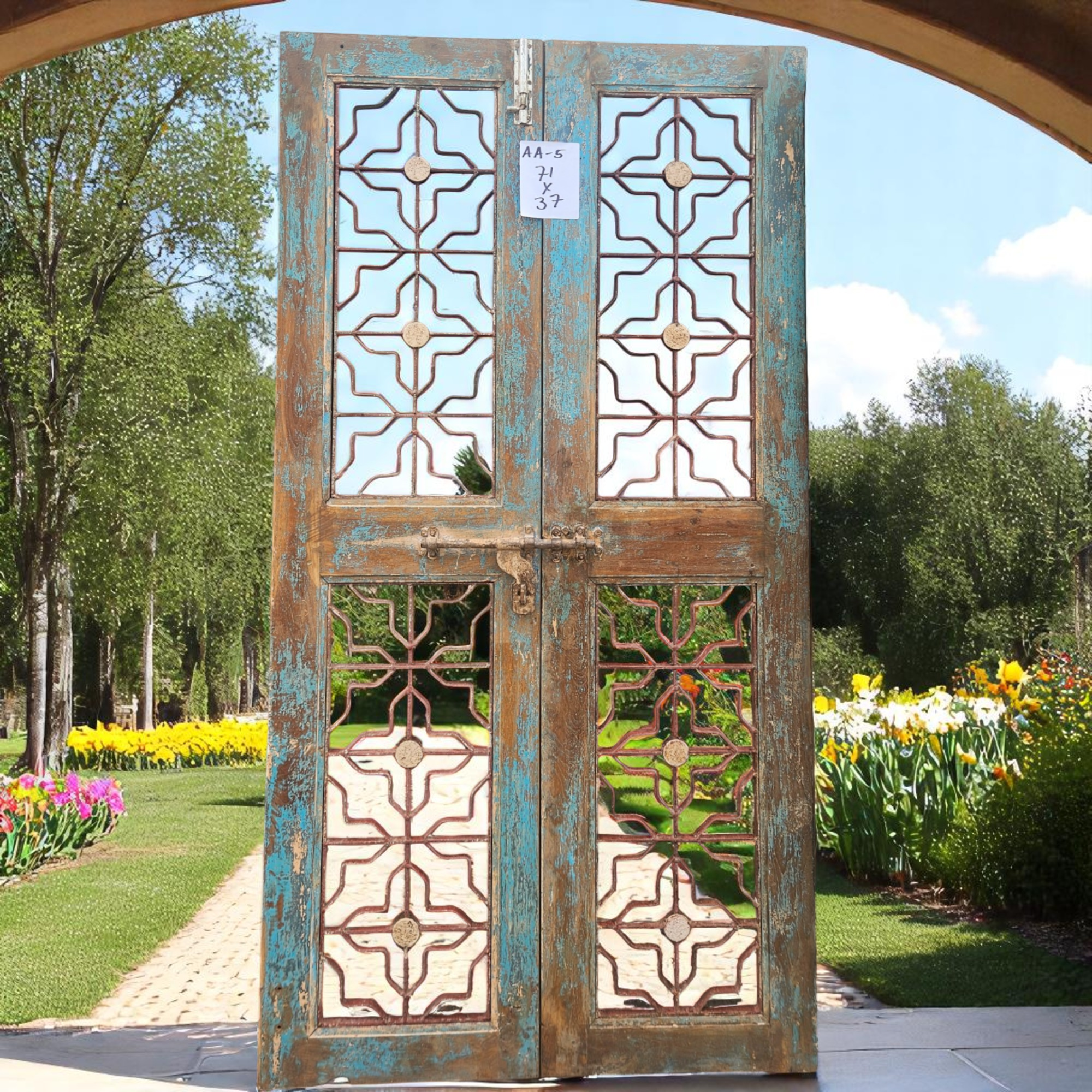 Wilco Home - Wholesale Wall Accent - One-of-a-kind Vintage Solid Wood Doors with Iron Protectors9