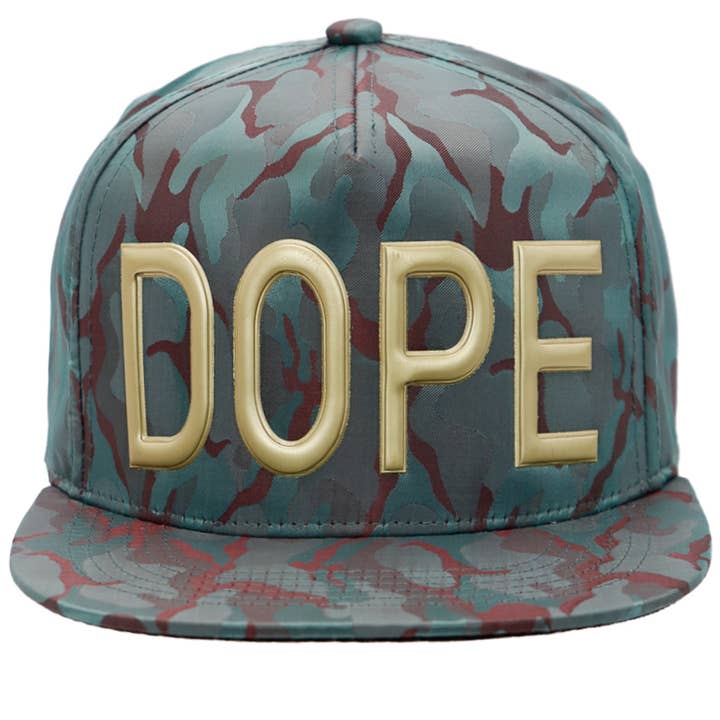 Cap Zone – wholesale Keps med platt skärm – Herr – Dope Gold Logo Präglad Camo Flat Bill Snapback