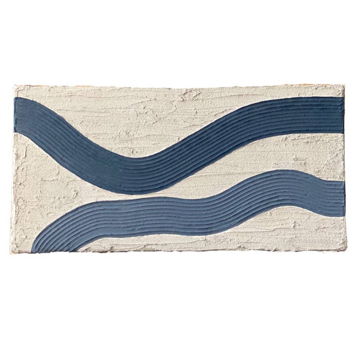 „Blaue Wellen auf Grau“//10" x 20" für den Großhandel von Seneca Avenue Arts