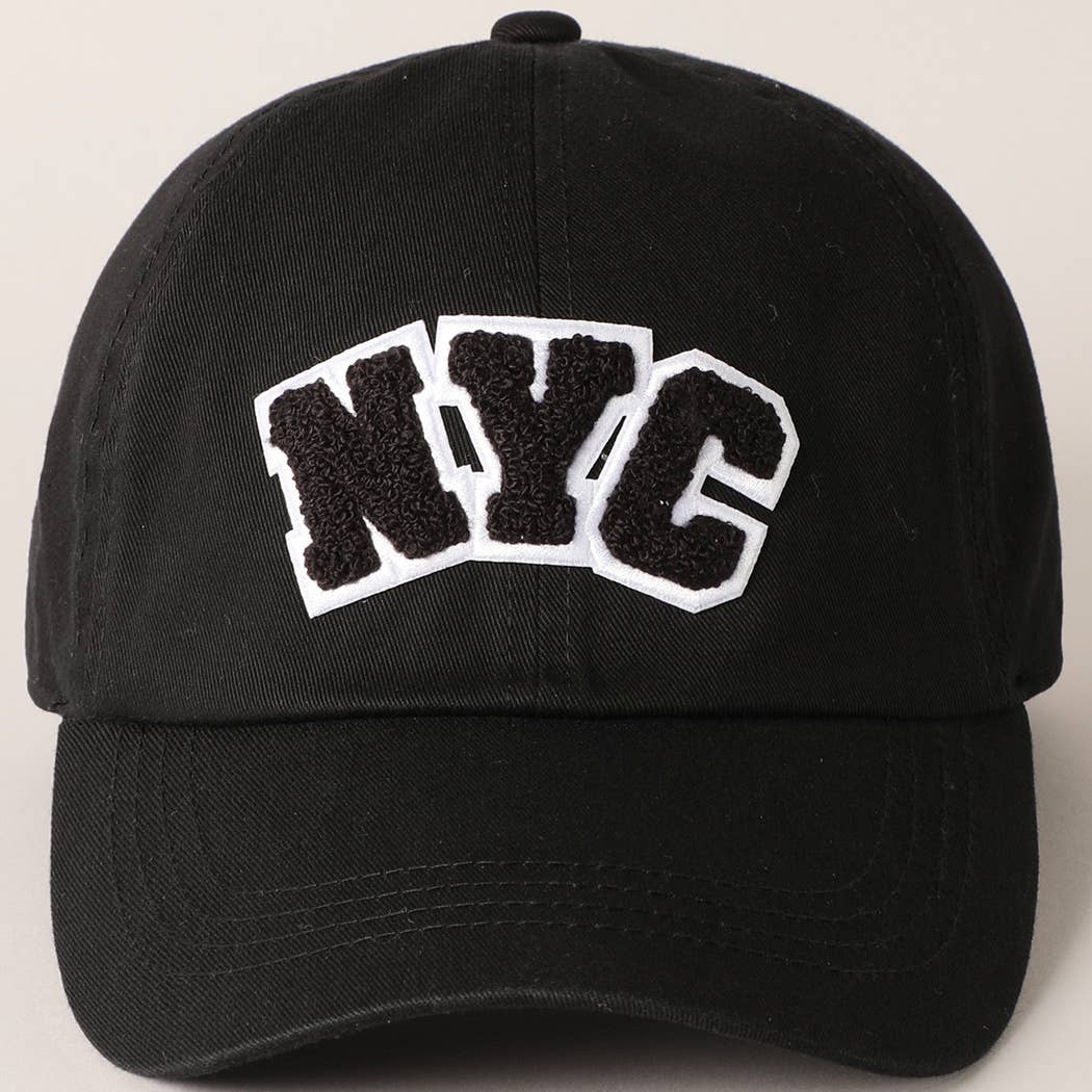Fashion City - Wholesale Baseball Cap - Women's - NYC Text Chenille Patch Cotton Baseball Cap1