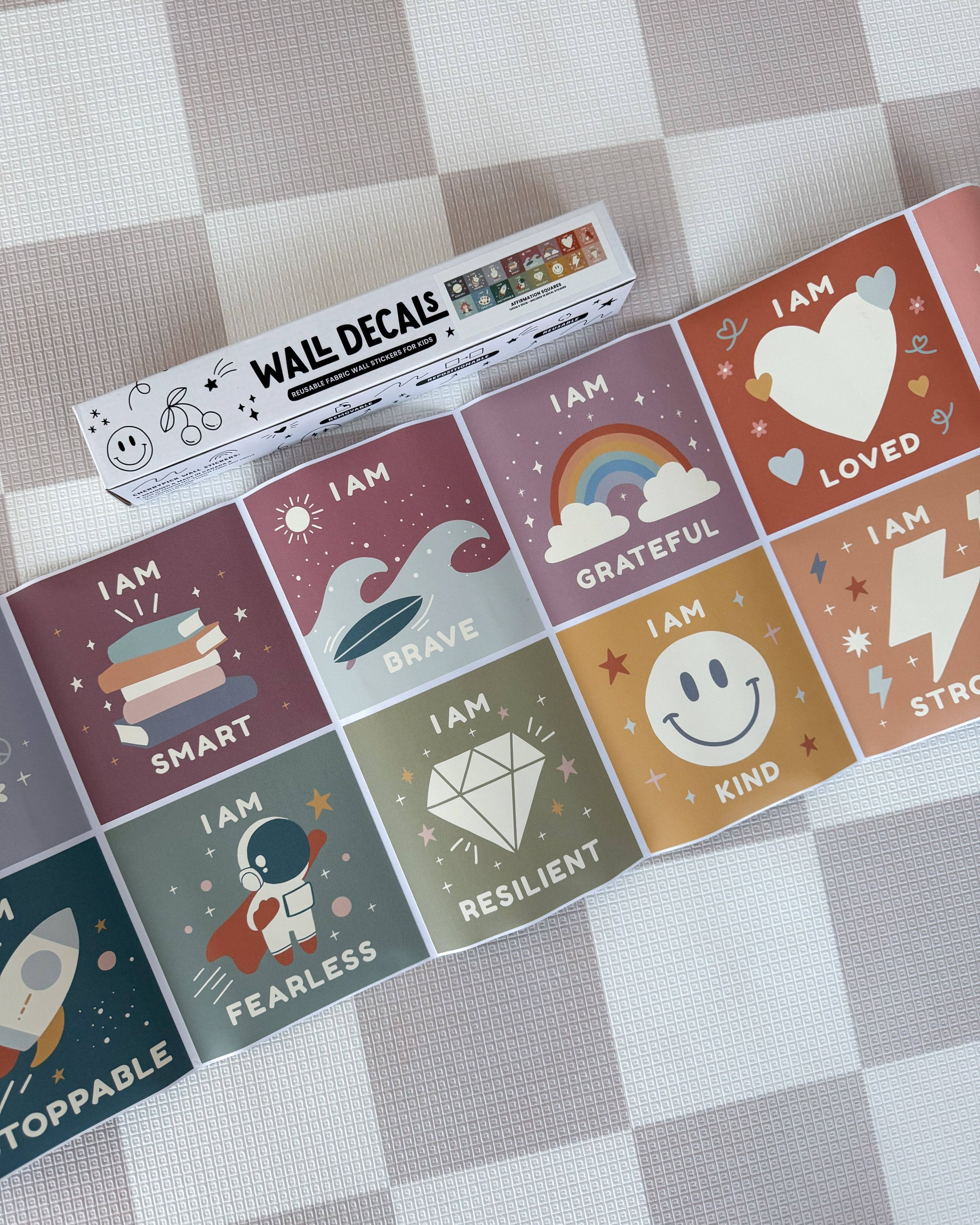 Cherrypick – wholesale Wall decor – Kids & Baby – Peel & Stick Fabric Wall Stickers - Affirmation Squares4