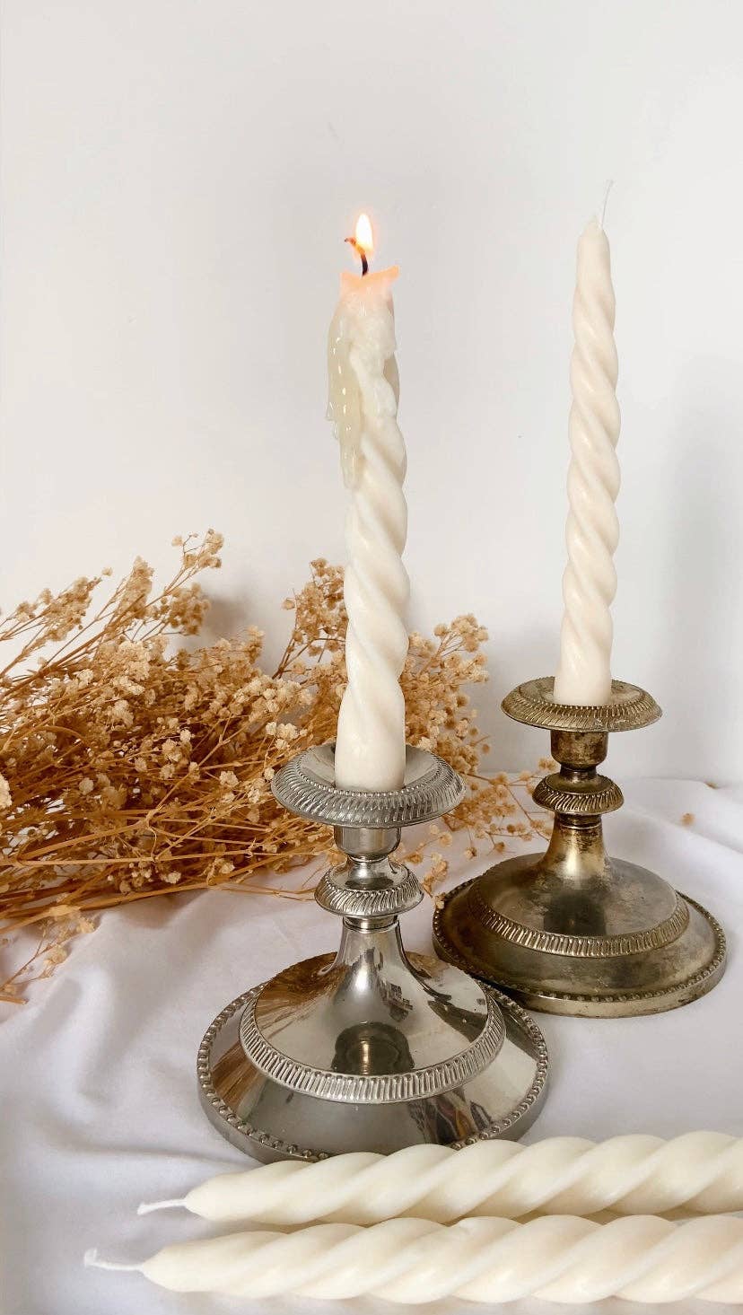 Rivage Candle - Wholesale Tapered Candle/Candlestick - Oliate - Cotton Flower Scented White Twisted Candles2