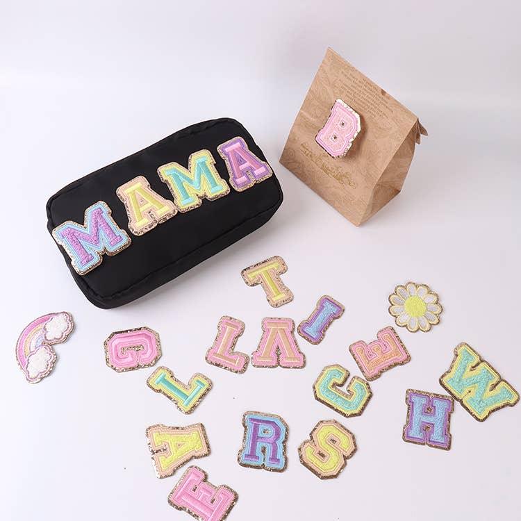 Raphael wonders - Wholesale Patch - New style ADHESIVE Varsity GLITTER patch-stickers  initial5