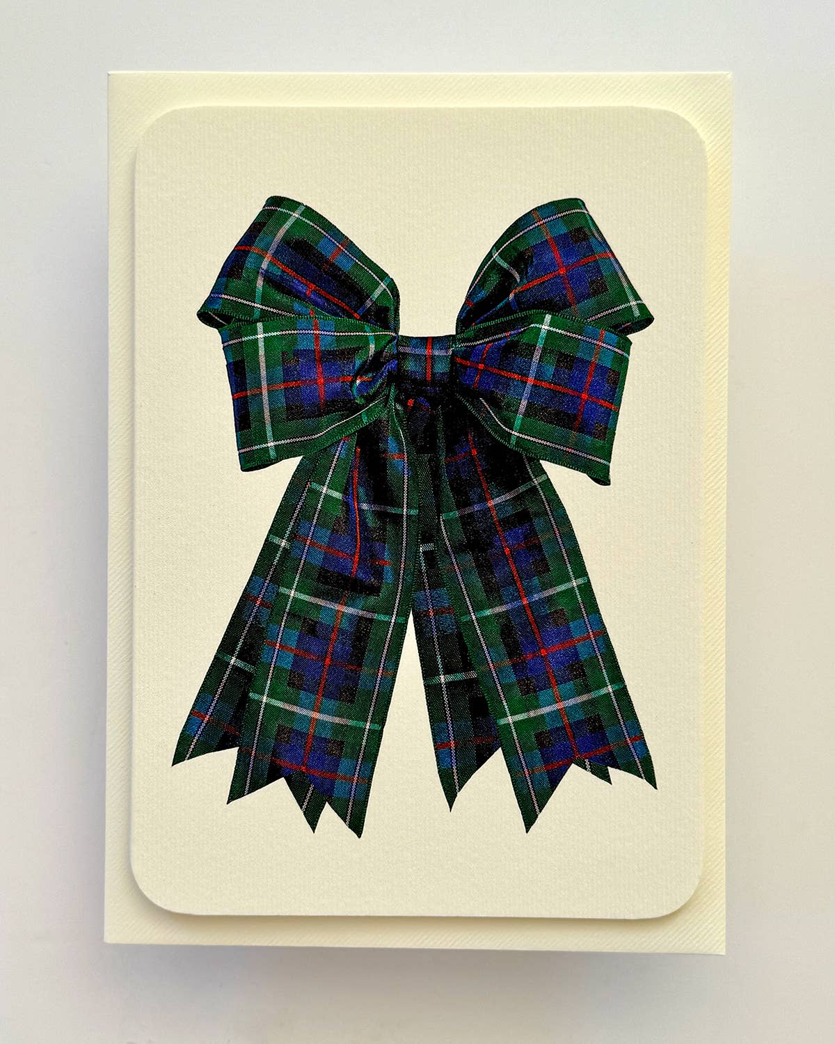 Canonbury Press - Wholesale Everyday Greeting Card - Blue & Green Tartan Bow Greeting Card | Birthday Card2