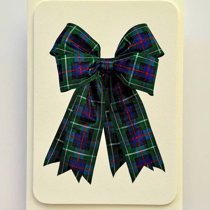 Canonbury Press - Vendita all'ingrosso Biglietti di auguri generici - Biglietto di Auguri con Fiocco a Quadri Blu e Verde | Biglietto di Compleanno2