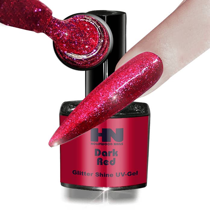 Glitter Shine UV Gel Dark Red 9 g for wholesale by HOLLYWOOD NAILS