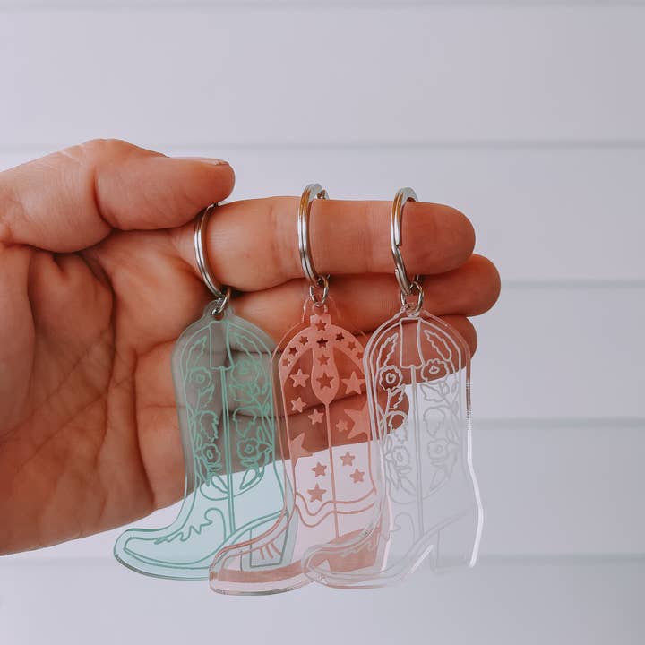 Sugar Koated Designs - Wholesale Keychain - Women's - Cowboy Boots Keychain, Cowgirl Boot Keychain, Western