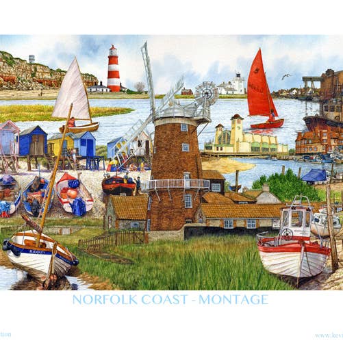 Norfolk Coast montage, A4 print for wholesale by Robinson Collection