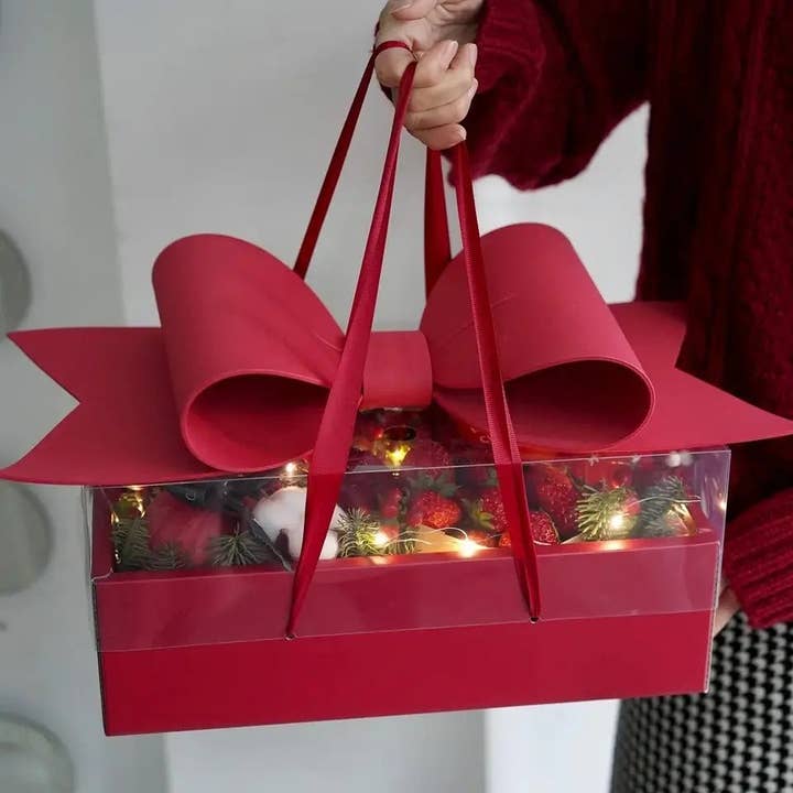 Big Bow Rectangle Flower Box with Clear Lid (Set of 2) for wholesale by Elegant Design Supply