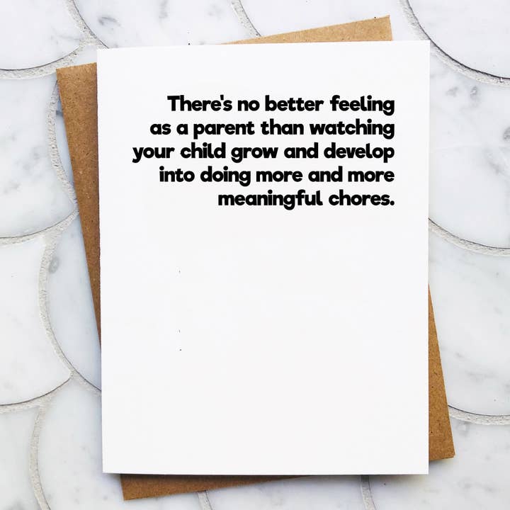 Chores - Cartão engraçado do chá de bebê/Cartão de aniversário infantil por atacado de Top Hat and Monocle