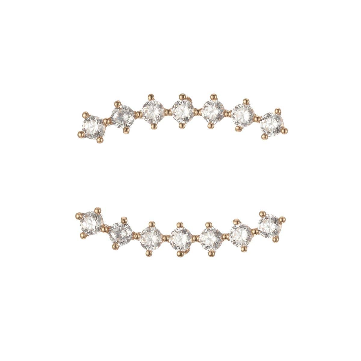 Aim Eternal - Vente Clous d'oreille - Boucles d'oreilles Mini Connected Crystal Lining Studs Pierres en cristal CZ Chaîne plaquée or Boucles d'oreilles pour usage quotidien Bijoux P-2020