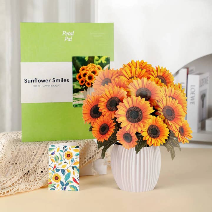 PetalPal - Wholesale Gewone wenskaart - Zonnebloem Glimlach Pop-Up Boeket2