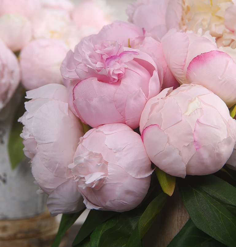 Sweet Home Deco - Wholesale Artificial Flowers - 10''T Silk Peony Floral Bouquet, Blooming/Bud Peonies, Pink3