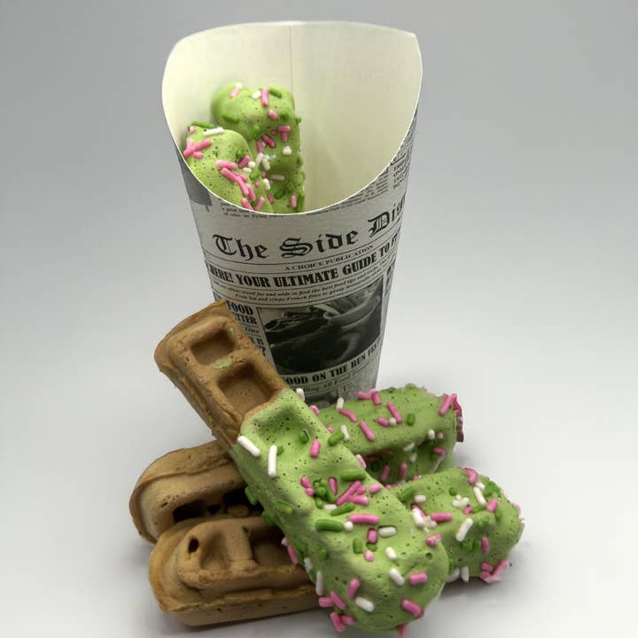 Woofle Fries Organic Dog Cookie for wholesale by Pupcakes and Pawstries Barkery