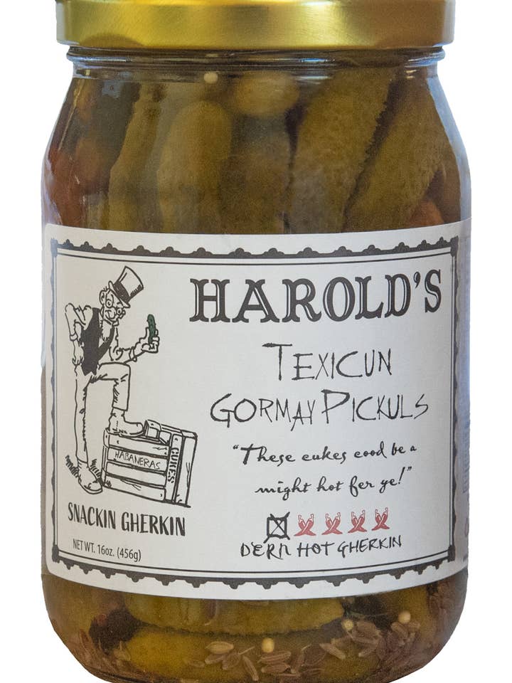 Harold's -  Dern Hot Gherkin Pickles for wholesale by Harold's Pickles