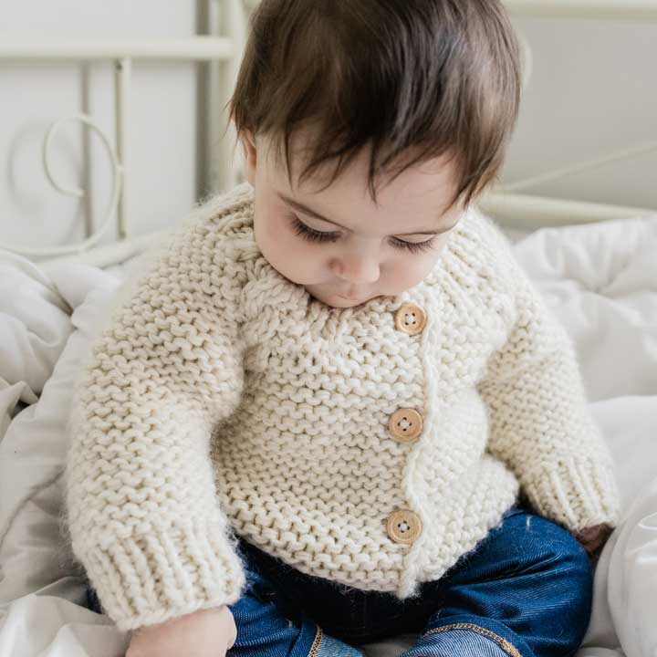 Huggalugs - Wholesale Cardigan - Baby - Natural Garter Stitch Cardigan Sweater Baby & Toddler4