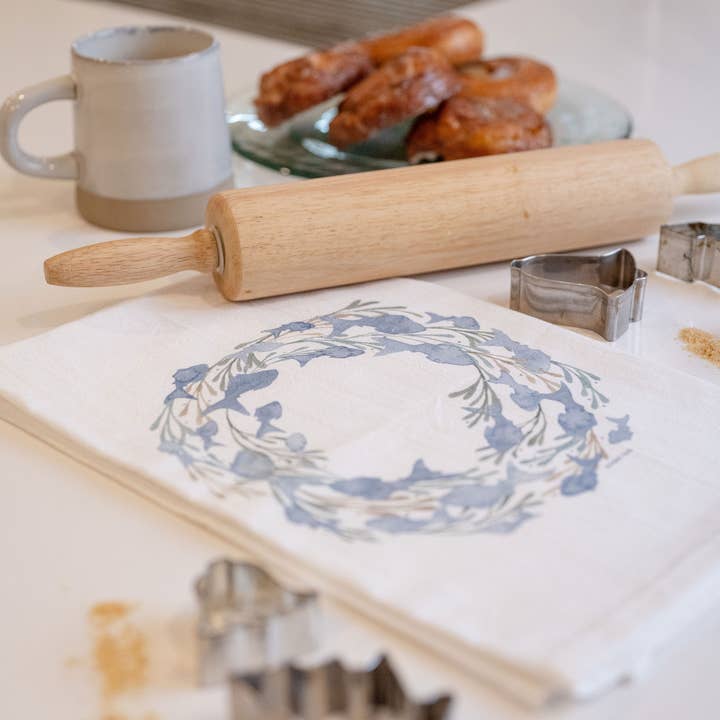 Printed Hues - Wholesale Tea Towel - Holiday Watercolor Wreath of Circling Fish Tea Towel3