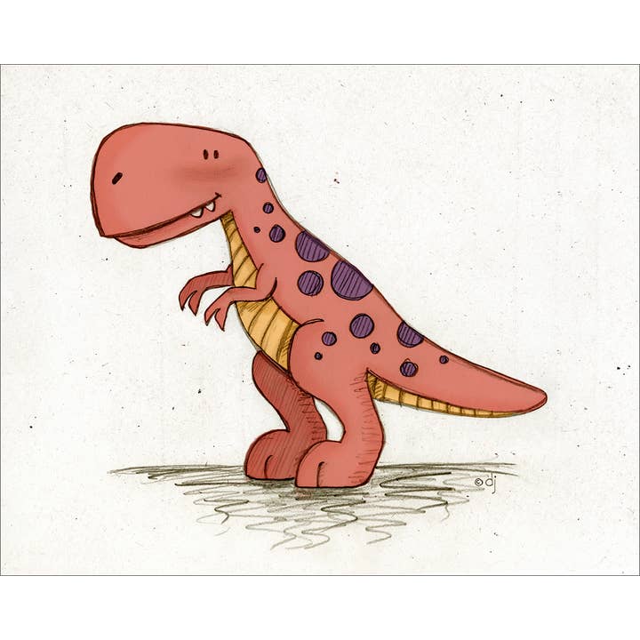 Dinosaure : T-Rex (fond blanc) pour la vente par Paper Lion Art