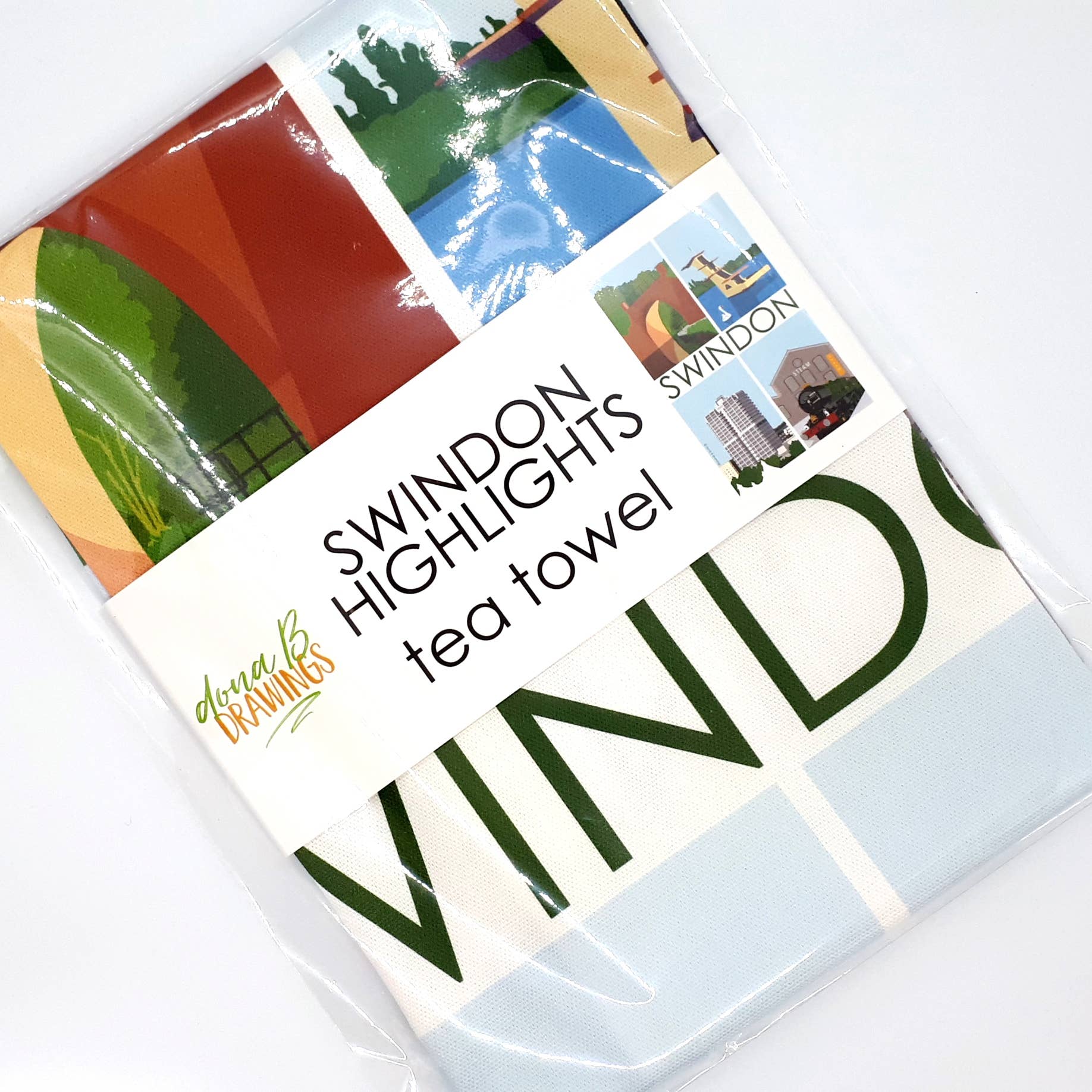 dona B drawings - Wholesale Tea Towel - Swindon Highlights Four Tea Towel1