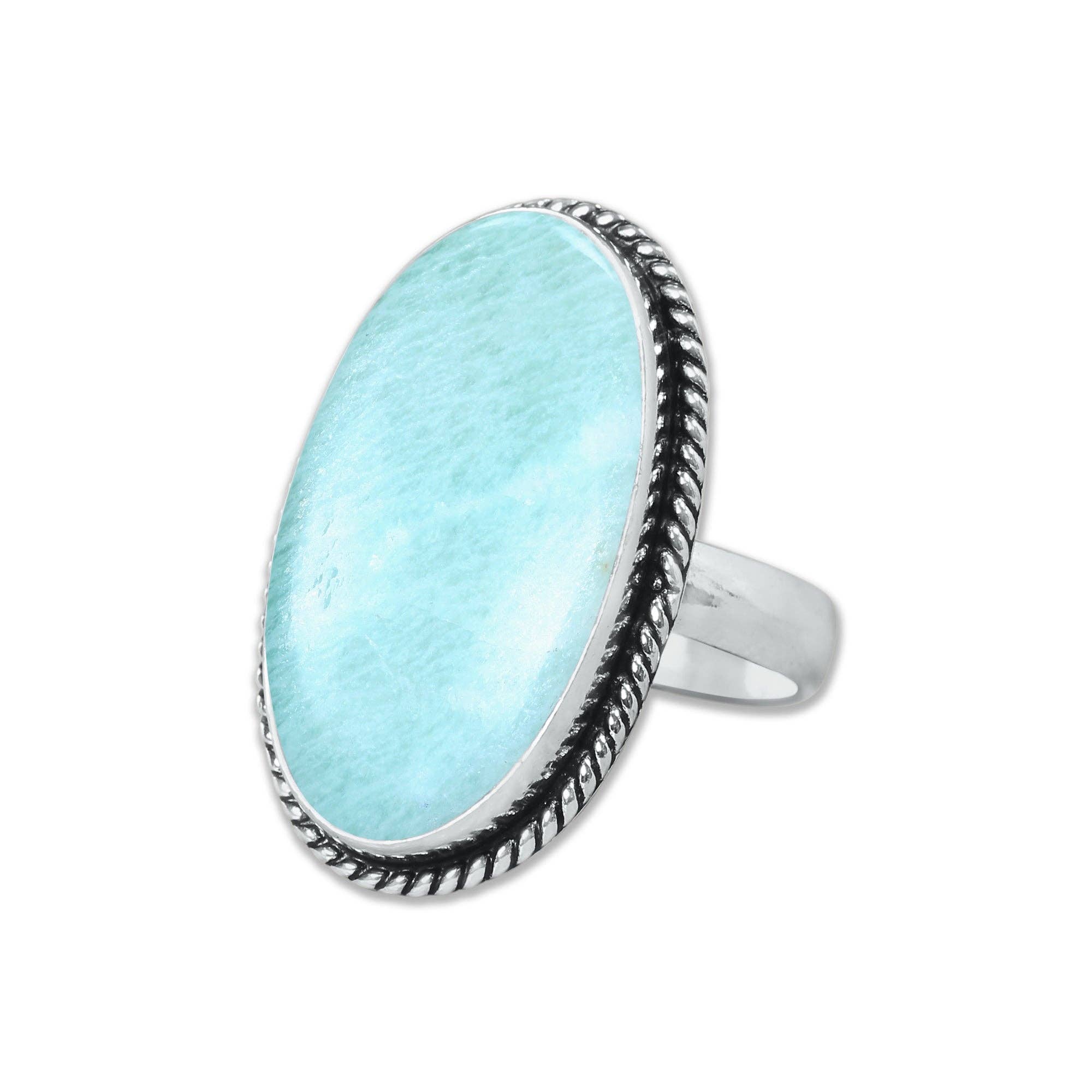 Handmade Jewels - Wholesale Cocktail/Statement Ring - Amazonite Rings – Handmade, Silver-Plated, Assorted Boho Designs (US Sizes 6–10)2