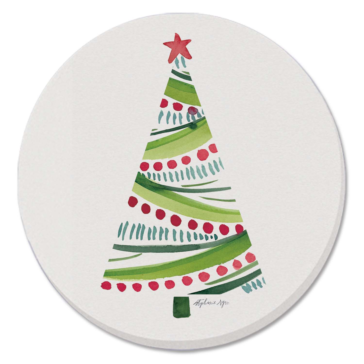 Conimar Promotions - Wholesale Coasters - "Holiday Wishing Tree" 4 Pack Round Stone Coasters 1