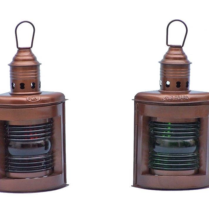 Hampton Ironworks - Wholesale Lantaarn - Antieke koperen poort en stuurboord olielamp 12"”