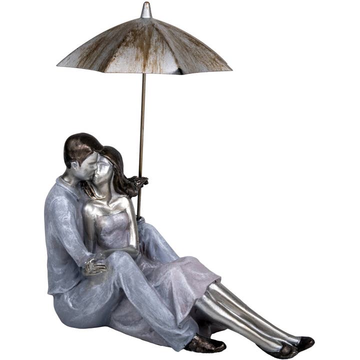 Couple Sitting with Umbrella Figurine - 24cm for wholesale by Viceni
