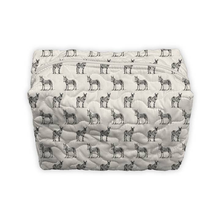 Ida Mae Home - Wholesale Makeup/Cosmetic Bag - Donkey Icon Linen/Black Quilted Makeup Bag5