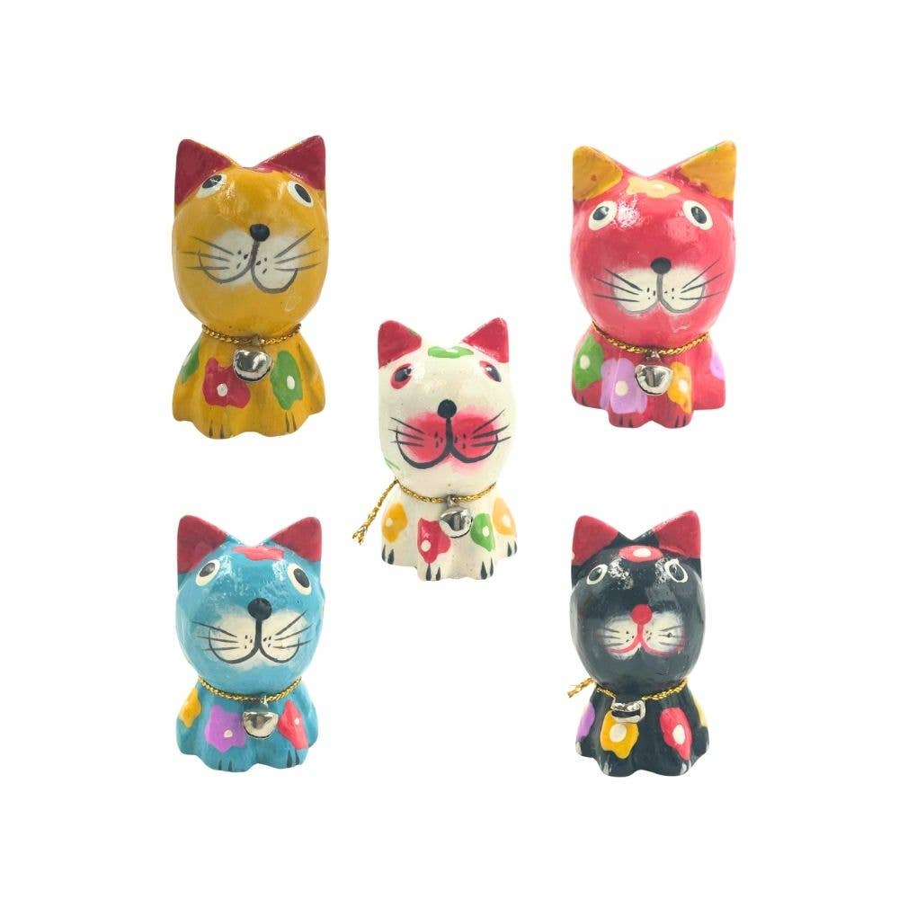 Earths Elements Wholesale - Wholesale Retailer Sample - Home Decor - Wood Cat Figurines, Set of 50