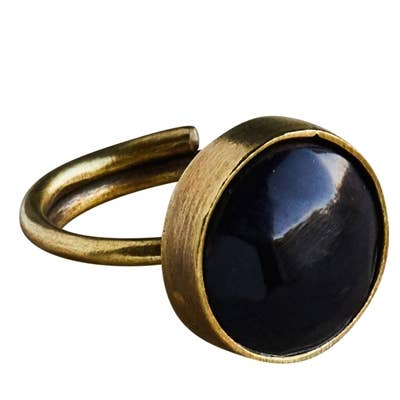 HomArt - Wholesale Cocktail/Statement Ring - Penny Ring, Brass, Dark Horn1