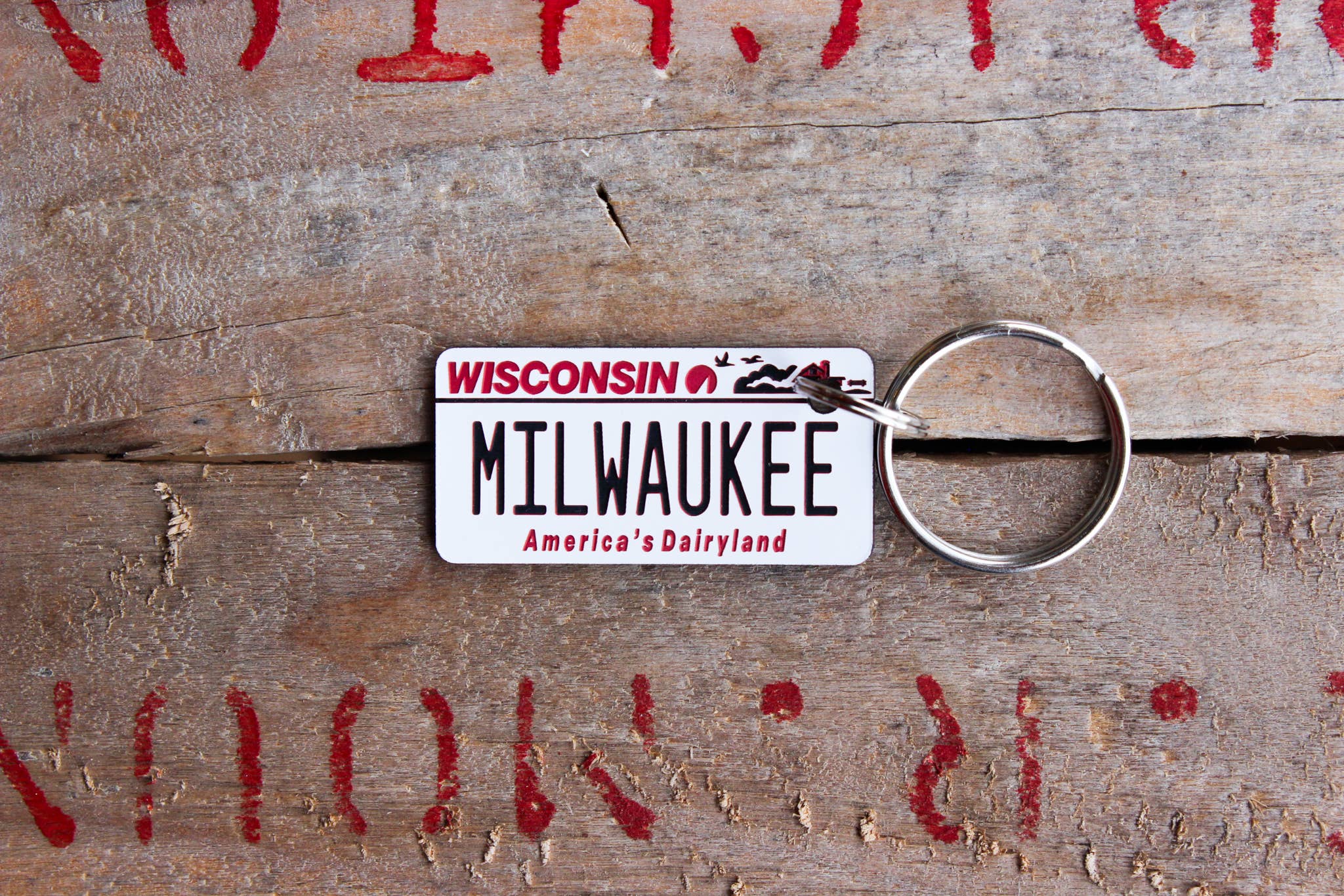 The Laundry Room Shop - Vente Porte-clés – unisexe - Porte-clés en plastique gravé personnalisable - Wisconsin4