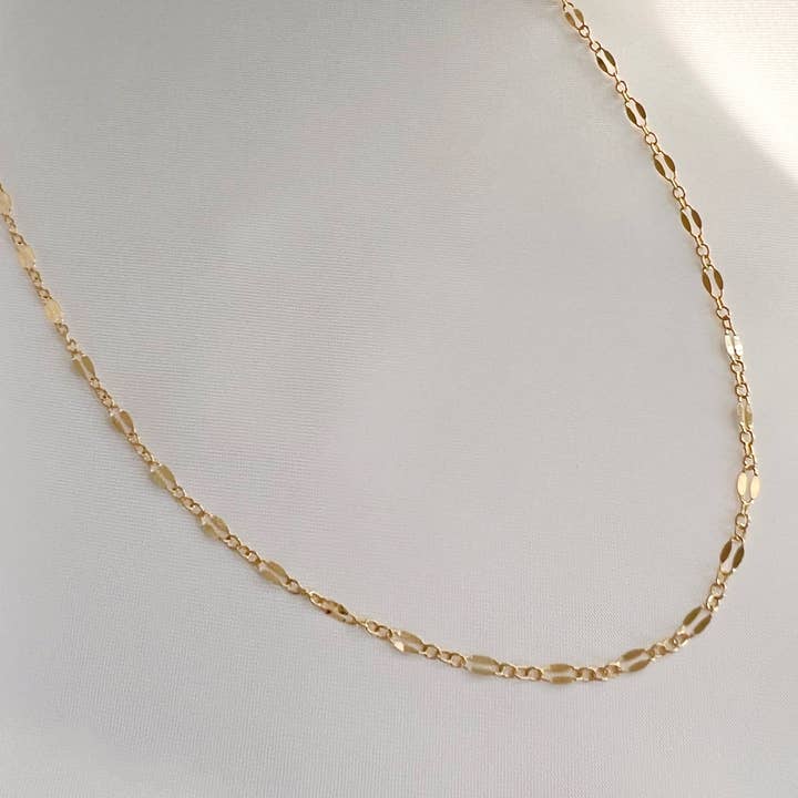 True by Kristy Jewelry - Wholesale Link & Chain Necklace - Kamryn Dapped Sequin Layering Chain Necklace Gold Filled1