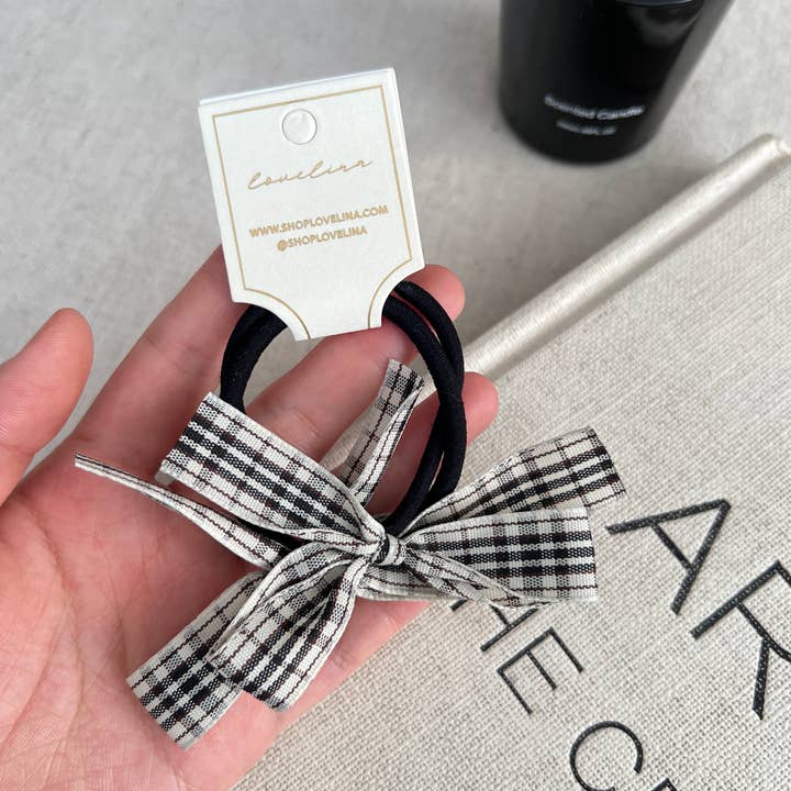 LoveLina - Wholesale Hair Tie - Gingham Bow Hair Ties (GOTE)4