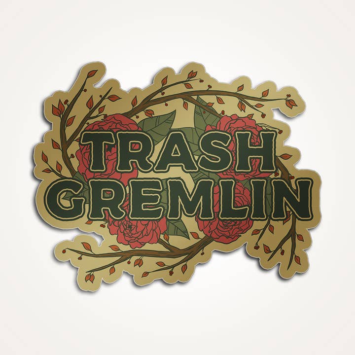 Trash Gremlin - Blommig - Klistermärke för wholesale av The Fabled Creative Co.