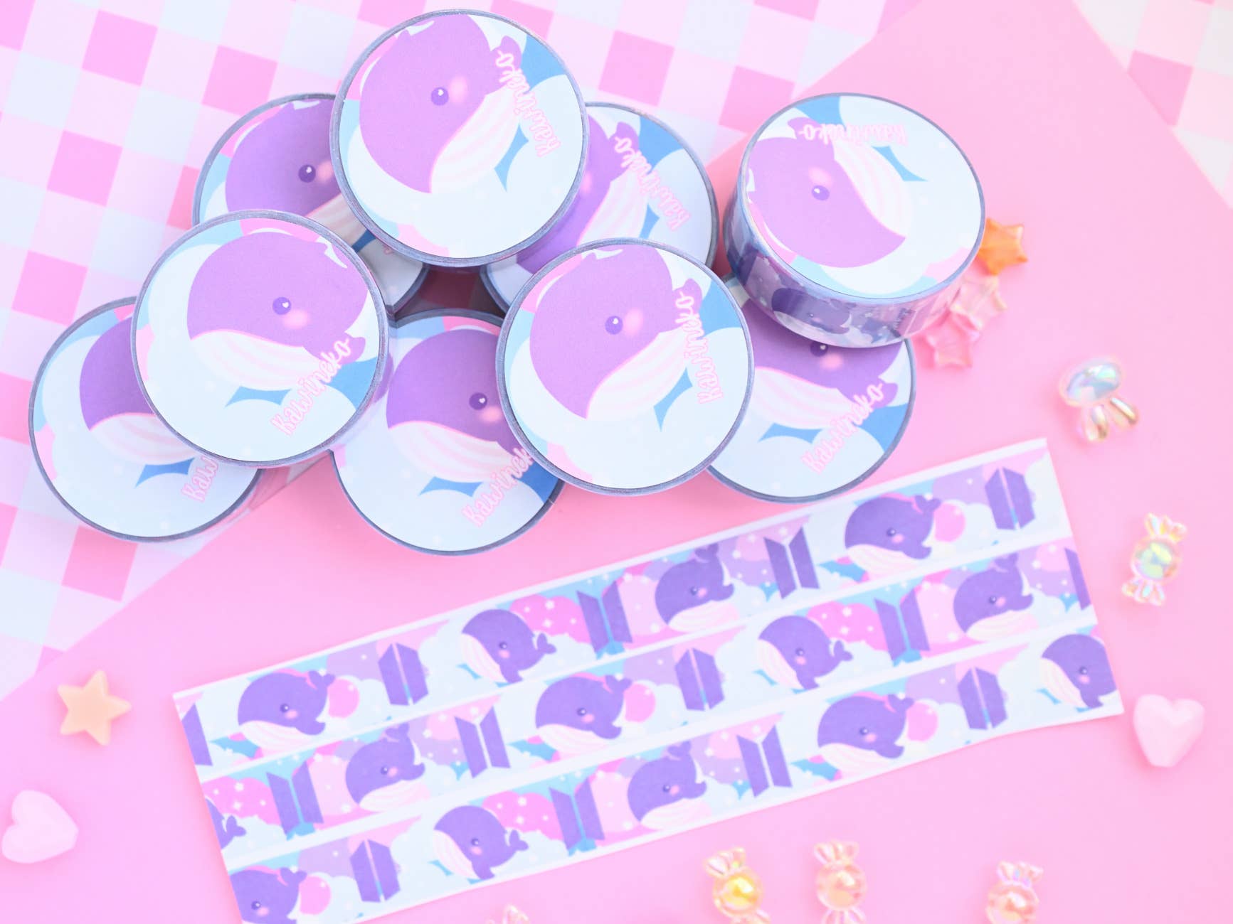 Kawineko - Wholesale Washi Tape - purple kpop band washi tape kpop merch animals stationery0