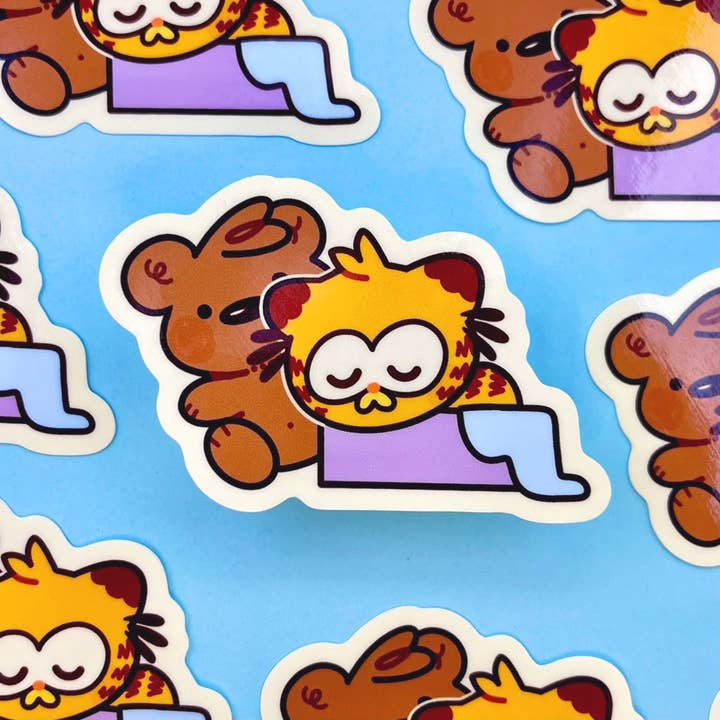 Sleepy Lasagna Kitty Sticker for wholesale by Cool Art Corner