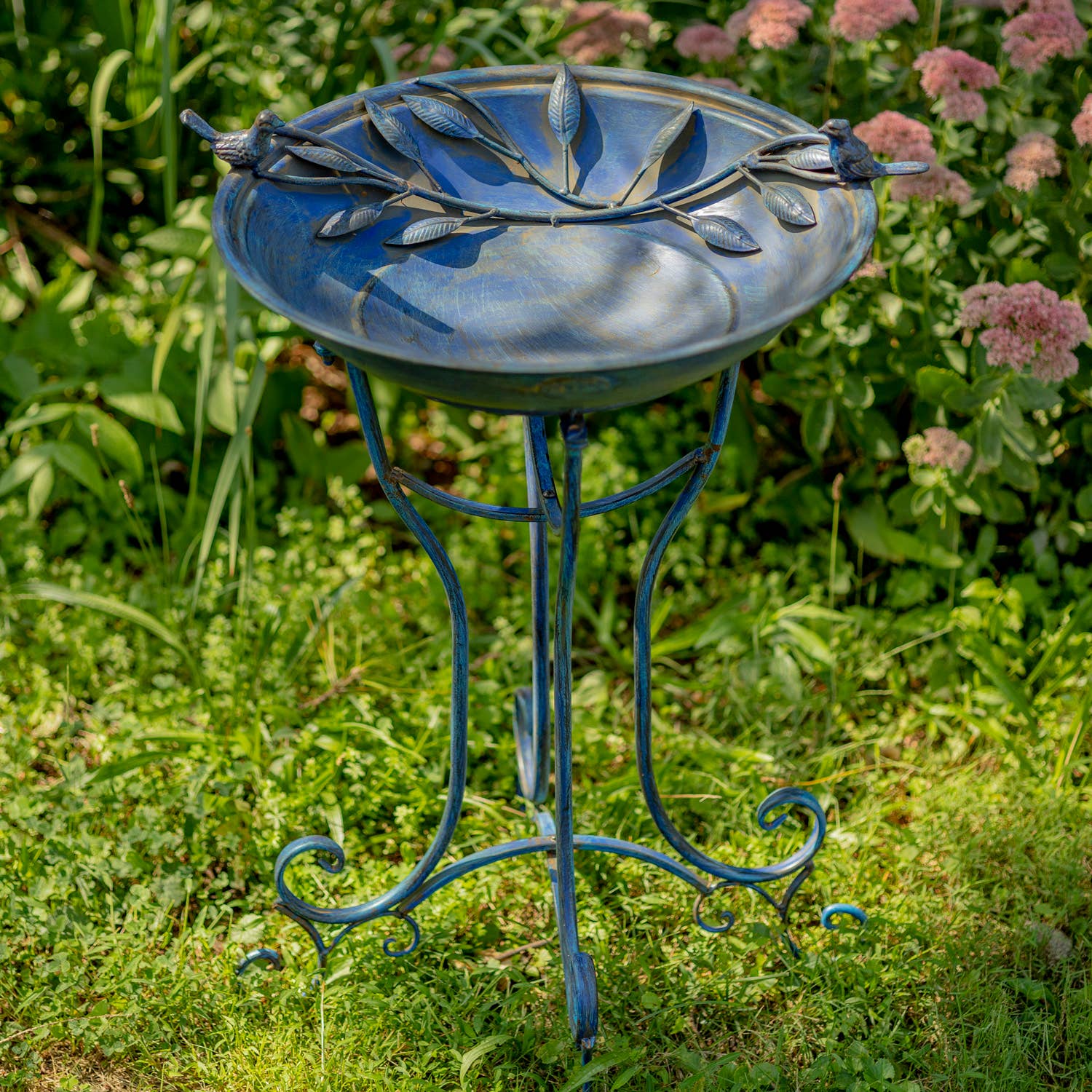 Zaer Ltd. International - Wholesale Bird Bath - "Two Birds" Iron Birdbath - 3 Color Options8