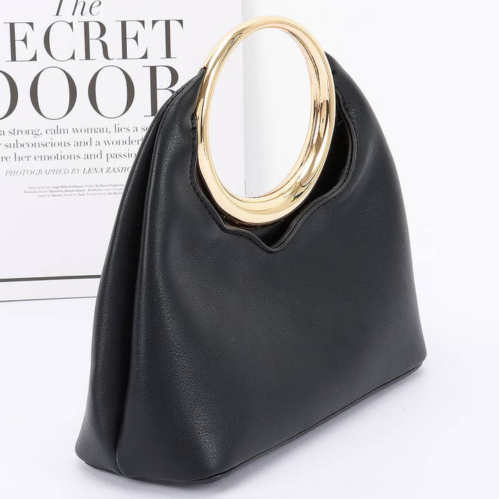 3AM BY H&D ACCESSORIES - Wholesale Top Handle Bag - Women's - Faux Leather Round Metal Handle Bag