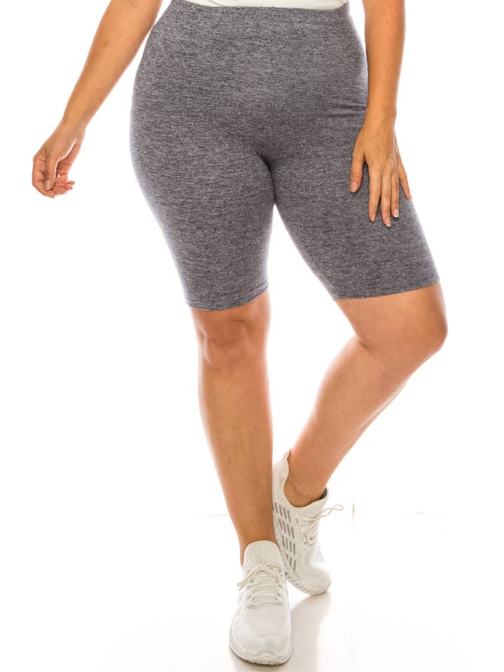 MOA COLLECTION - Wholesale Athletic Shorts - Women's - Women's Plus Size Casual Solid Biker Shorts (Open Pack)7