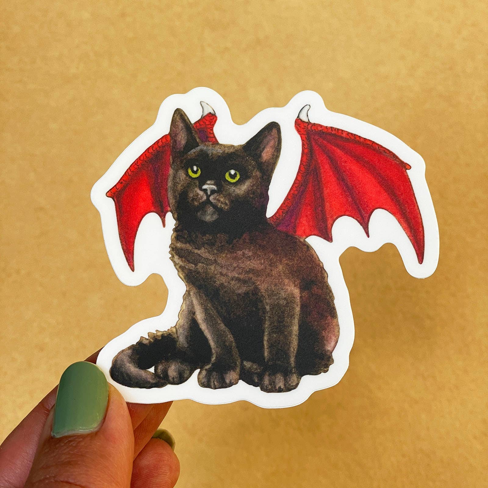 Amy Rose Moore Illustration - Wholesale Sticker - Dragon Kitten Red Wings Vinyl STICKER 1