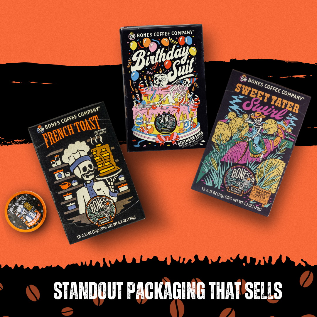 Bones Coffee Company - Wholesale Coffee Pods - Salted Caramel Coffee Pods | 12 Count | Flavored Coffee3