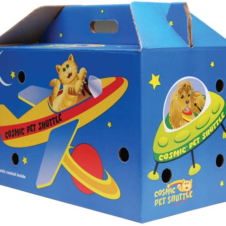 Petdropshipper - Wholesale Pet Carrier - Cat - Cosmic Cat Shuttle Cardboard Cat Carrier Assorted 1ea