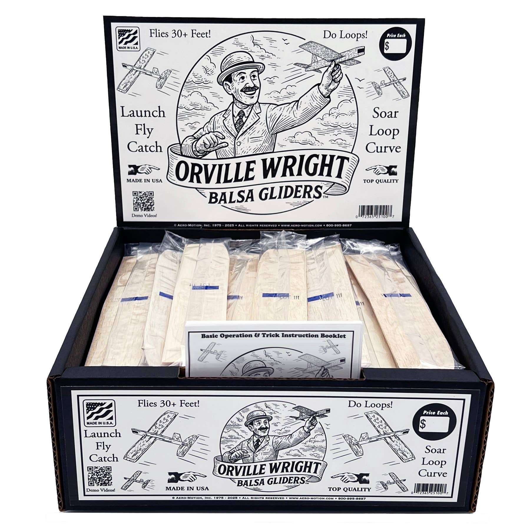 Aero-Motion, Inc. - Wholesale Wood Toy - Kids - 60 Unit 8" Balsa Wood Glider Impulse Display1