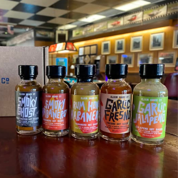 Elixir Sauce Co - Wholesale Hot Sauce - Elixir Sauce Co Mini Bottle "Hot Sauce Flight" Gift Box 3