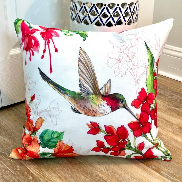 Bamboo Table - Wholesale Throw/Decorative Pillow - Hummingbird Harmony Birds 2 Sided Indoor Outdoor Pillow3