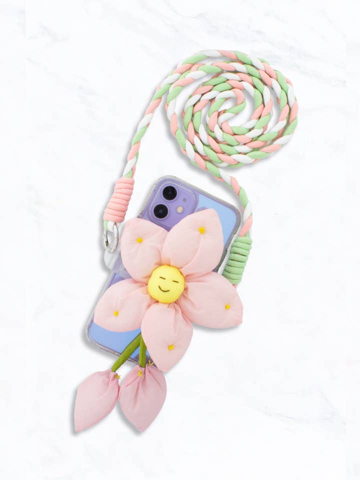 Sangle de téléphone en peluche fleur bandoulière pour la vente par Suzie Q USA