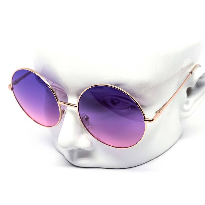 Still Friday - Wholesale Sunglasses - Women's - Oversized Circle Duo-tone Gold Sunglasses2