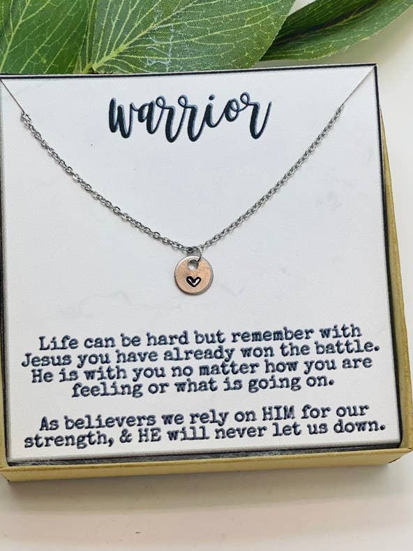 Encouragement Gift, Gifts for Her, Warrior Heart Necklace for wholesale by Little Happies Co