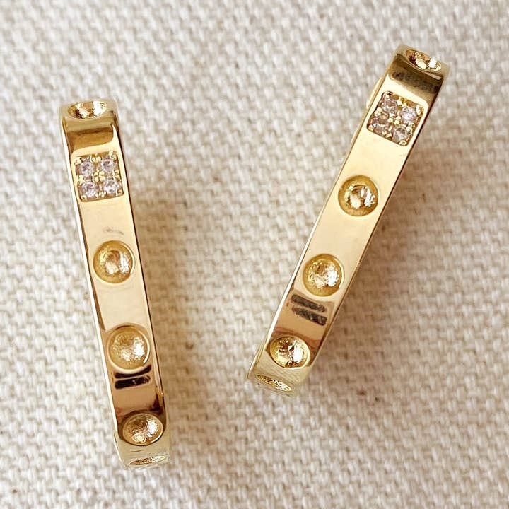 18k Gold Filled Large Rectangular Clicker Hoop Earrings With for wholesale by GoldFi