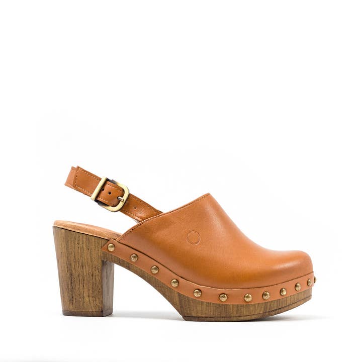Træsko Cullera rem læder karamel for engroshandel hos Tuilus